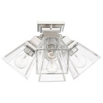 Livex Lighting - Livex Lighting 45564-91 Mission - Four Light Flush Mount - The Mission collection has clean lines with geometMission Four Light F Brushed Nickel ClearUL: Suitable for damp locations Energy Star Qualified: n/a ADA Certified: n/a  *Number of Lights: Lamp: 4-*Wattage:60w Medium Base bulb(s) *Bulb Included:No *Bulb Type:Medium Base *Finish Type:Brushed Nickel
