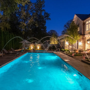 River Forest, IL Rectilinear Swimming Pool with Hot Tub