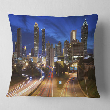 Atlanta Skyline Twilight Blue Hour Cityscape Throw Pillow, 16"x16"