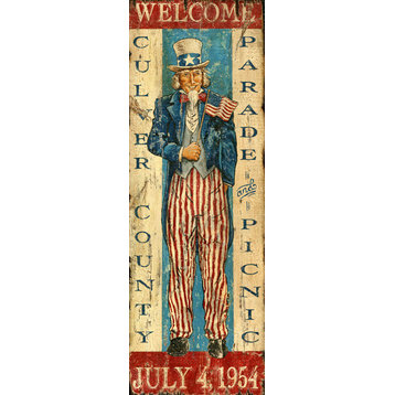Uncle Sam Vintage Wooden Sign, 14"x40"
