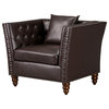 Westerly Tufted Arm Chair, Dark Brown