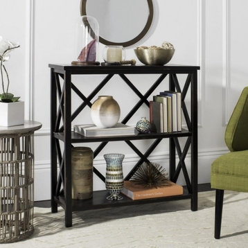 Anesa Low Etagere/Bookcase, Distressed Black