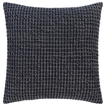 Waffle WFL-001 Pillow Cover, Black, 22"x22", Pillow Cover Only
