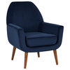 Accera Mid-Century Velvet Arm Chair, Navy Blue