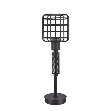 40081, Wire Cage Metal Table Lamp, Vintage Design, Sand Black, 18" High