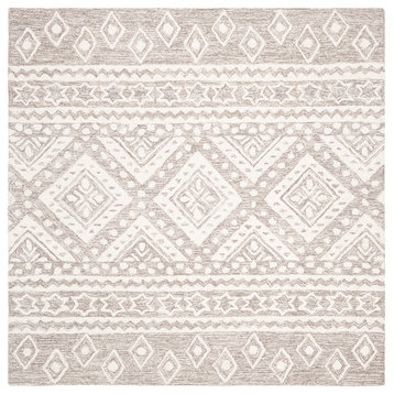 Safavieh Micro-Loop Collection MLP501 Rug, Grey/Ivory, 5' Square