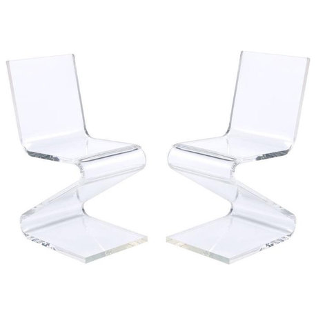 Home Square 2 Piece Modern Acrylic Z-Chair Set in Clear