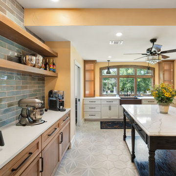 Baking Station & Glazed Blue Backsplash Detail
