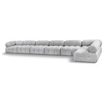 Meridian Furniture - Ames Boucle Fabric U-Shaped Modular Sectional, Grey, 7-Piece: 5 Armless Chair, 2 Corner Chair - B - Introduce a touch of modern sophistication to your living area with the exquisite Ames Boucle Fabric Sectional. With plush grey boucle fabric and unique design, it will elevate the visual appeal of your living space. This elegant and captivating sectional can be mixed and matched with other pieces from the collection to create an endless array of stunning looks. So, get ready to transform your living area into an inviting and stylish haven with the Ames Boucle Fabric Sectional.
