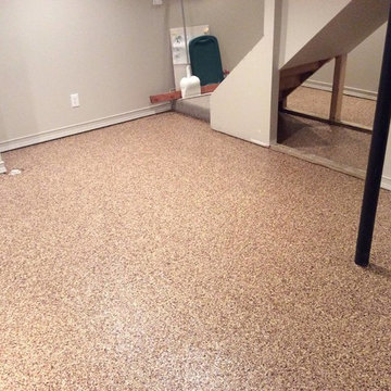 Basement with Mitigated Epoxy Flooring