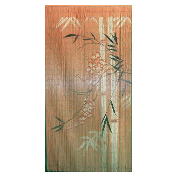 Bamboo Print Beaded Bamboo Curtain, 36"Wx78"H
