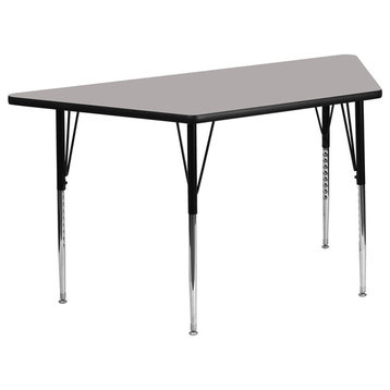 25.5''W x 46.25''L Trapezoid Grey HP Laminate Activity Table -  Adj. Legs