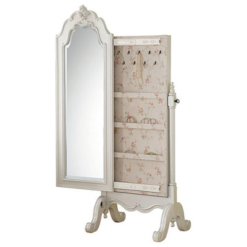 Edalene Cheval Jewelry Armoire, Pearl White