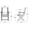 Polywood Coastal Folding Chair, Black/Metallic Sling