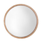 30" Round Wood Mirror, Natural Brown