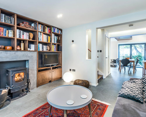 Keller mit Kaminsims aus Beton Ideen, Design & Bilder | Houzz