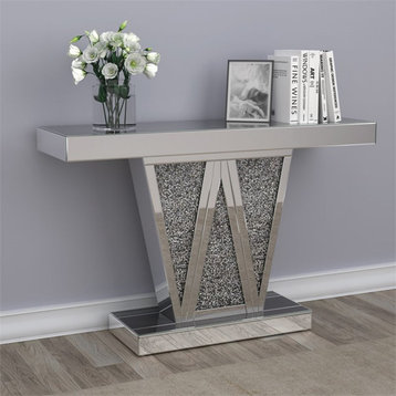 Coaster Contemporary Wood Rectangular Console Table in Silver