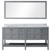 Virtu Winterfell 72" Double Bathroom Vanity, Gray With Marble Top, With Mirror