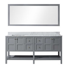 78 Inch Bathroom Vanities Houzz 1st Avenue Ton Double Vanity With Mirror And Square Sinks Gray 72
