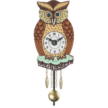 Engstler Battery-Operated Brown Owl Clock- Mini Size