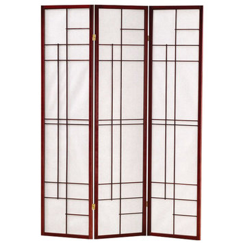 Benzara BM159229 Classic 3 Panel Wooden Folding Screen, Brown