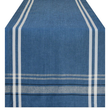 DII Blue Chambray French Stripe Table Runner 14"x108"