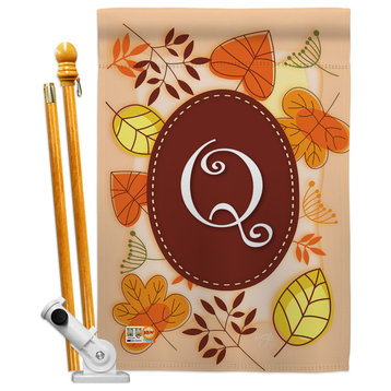 Autumn Q Initial Fall Harvest & Autumn House Flag Set