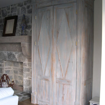 Distressed Faux Media Cabinets