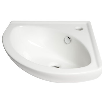 ALFI brand ABC120 White 22" Corner Wall Mounted Ceramic Sink with Faucet Hole