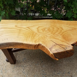 Rustic Oak Bench - Live Edge Natural Wood - Accent And Storage Benches