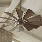 Progress Lighting - Springer 12-Blade 60" Ceiling Fan, Antique Nickel - Springer is a statement-making ceiling fan with a rustic flair. The 12-blade, 60" ceiling fan was inspired by the form and function of a windmill and is ideal for Farmhouse, Industrial and Transitional interior settings. A full function remote control with batteries is included along with a dual mount canopy that accommodates flat or sloped ceilings.