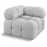 Meridian Furniture - Ames Boucle Fabric Modular Chair, Grey, Corner Chair - Introduce a touch of modern sophistication to your living area with the exquisite Ames Boucle Fabric Corner Chair. With plush grey boucle fabric and unique design, it will elevate the visual appeal of your living space. This elegant and captivating corner chair an be mixed and matched with other pieces from the collection to create an endless array of stunning looks. So, get ready to transform your living area into an inviting and stylish haven with the Ames Boucle Fabric Corner Chair.