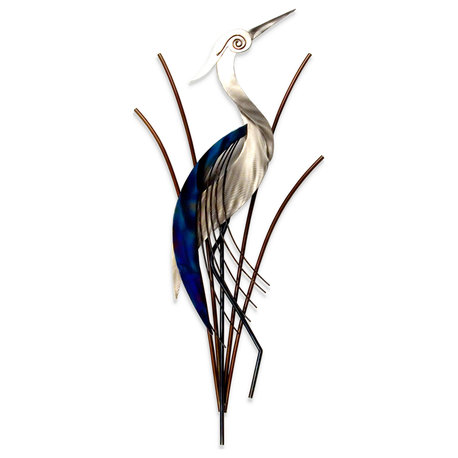 Coastal Home Decor 'Abstract Heron Head Up' Contemporary Metal Wall Art