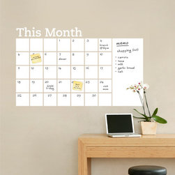 Dry Erase Wall Calendar with Memo - Vinyl Wall Decal - Wall Decals