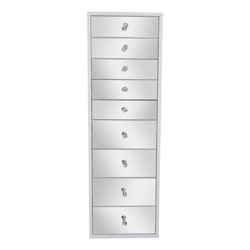 SlayStation Mirrored 9-Drawers Vanity Storage Unit, Bright White