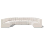 Meridian Furniture - Arc Boucle Fabric Upholstered 8-Pc. U-Shaped Modular Sectional, Cream - Give your living room or den the perfect blend of style and versatility with this Arc boucle fabric curved modular Sectional. Part of the Arc modular furniture collection, this Sectional comes upholstered in rich cream boucle fabric and features deep channel tufting that adds a touch of luxury while enhancing comfort and support. A seamless combination of form and function, this chair can be used with other Arc pieces to create a myriad of configurations in your well-curated room.