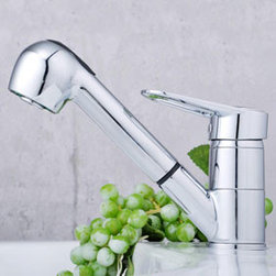 Solid Brass Pull Out Kitchen Tap Chrome Finish T0544 - Kitchen Faucets