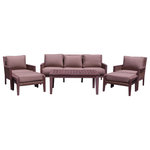 Courtyard Casual - Courtyard Casual Buena Vista II 6 pc Sofa Set - Vacation at home and feel like you are at a resort with the Buena Vista II collection. Made of high grade FSC certified Eucalyptus wood and designed to be both comfortable and practical. This collection is made very comfortable with the Sunbrella brand fabric filled with densified foam and Dacron vertical fiber for the ultimate comfort. With a beautiful stained finish to enhance the wood you get a rustic look and feel. Synthetic barnwood woven resin finishes the framed look and adds additional value. Easy to assemble and 1 Year Limited Manufacturer Warranty