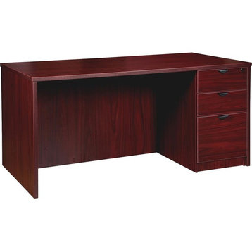 Lorell Prominence Laminate Desk Office Suite, Top, Mahogany, 60"x30"x29", Right