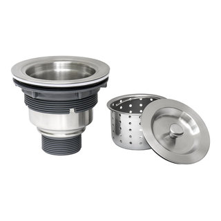 Everflow Stainless Steel Kitchen Sink Strainer Basket Universal Style Rubber Stopper, Size: 3.5, Silver