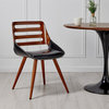 Shelton PU Leather Bamboo Chair, Black/Walnut