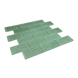 2x4 Glossy Green Subway Glass Split Faced Mosaic Tiles - Home Accessories & Decor