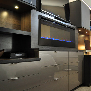 Custom Bedroom Fireplace with Desk and Custom Dresser