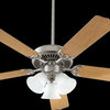 Capri VI 52" Ceiling Fan, Satin Nickel, Faux Alabaster, Maple/White