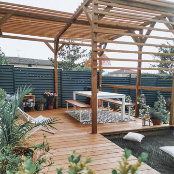 Création d'une terrasse et d'une pergola bois avec spa.