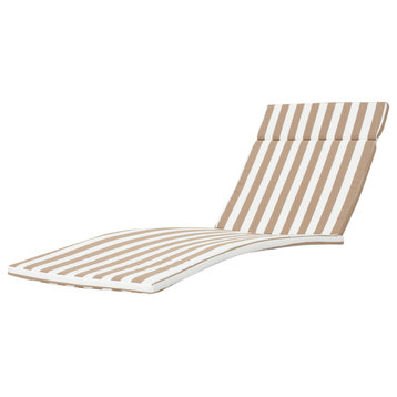 GDF Studio Soleil Outdoor Chaise Lounge Cushion, Brown/White Stripe