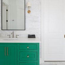 Green, White And Black Hall Bathroom