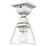 Livex Lighting - Livex Lighting 45562-05 Mission - One Light Flush Mount - The Mission collection has clean lines with geometMission One Light Fl Polished Chrome CleaUL: Suitable for damp locations Energy Star Qualified: n/a ADA Certified: n/a  *Number of Lights: Lamp: 1-*Wattage:60w Medium Base bulb(s) *Bulb Included:No *Bulb Type:Medium Base *Finish Type:Polished Chrome