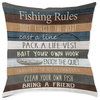 Laural Home Fishing Rules 17" x 18" Woven Decorative Pillow