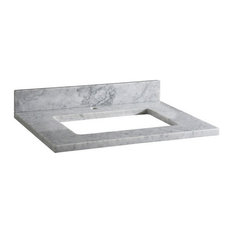 Stone Top, 25" White Carrara Marble Vanity Top Single Faucet Hole